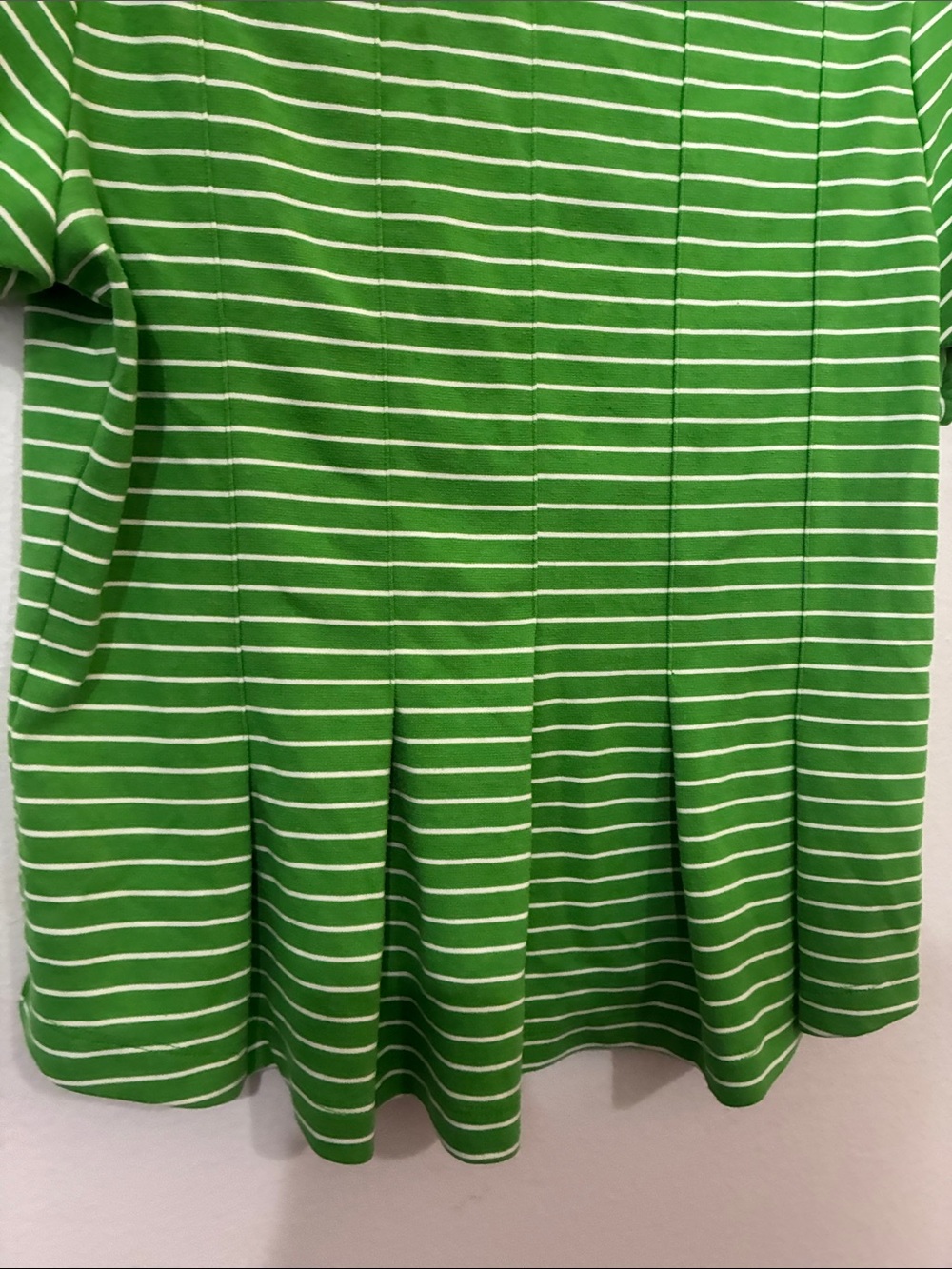 Maeve Green and White Striped Pleated Tee - Picture 5 of 9